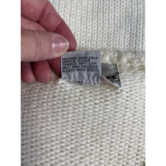 VTG Objectives Petite Cottage Cardigan Sweater Sz M Ivory Pearl Button Soft Girl - Picture 4 of 8